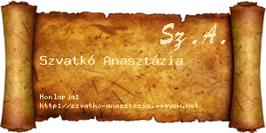 Szvatkó Anasztázia névjegykártya